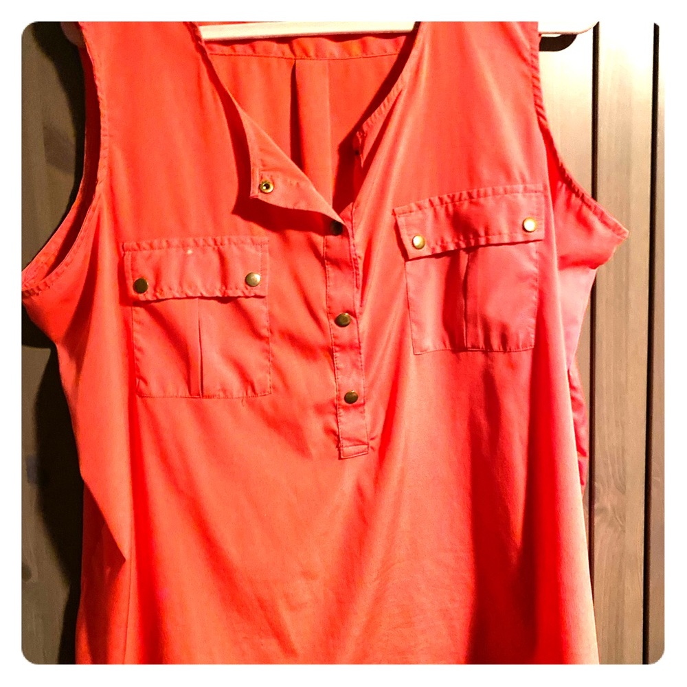 Coral sleeveless blouse